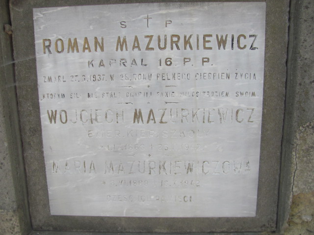 Wojciech Mazurkiewicz 1866 Tarnów - Grobonet - Wyszukiwarka osób pochowanych