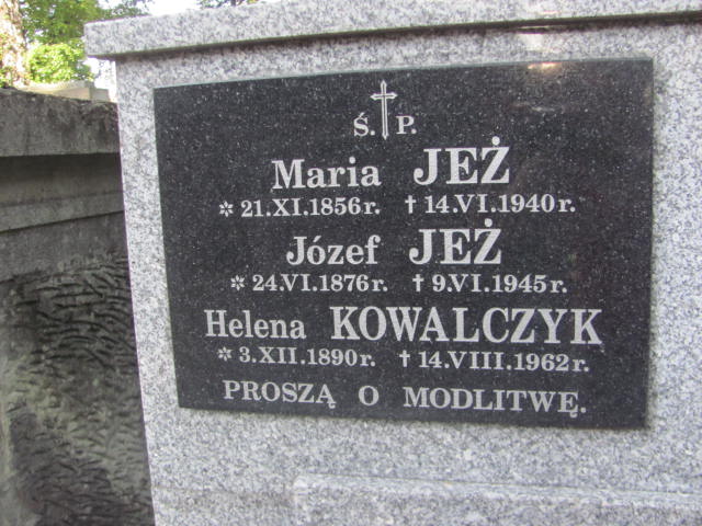 Maria Jeż 1856 Tarnów - Grobonet - Wyszukiwarka osób pochowanych