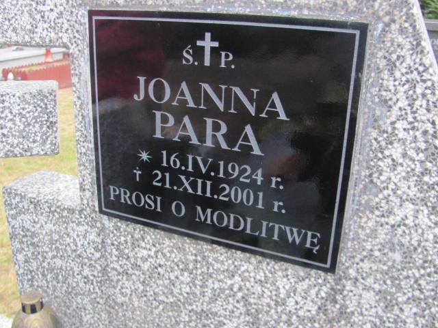 Joanna Para 1924 Tarnów - Grobonet - Wyszukiwarka osób pochowanych