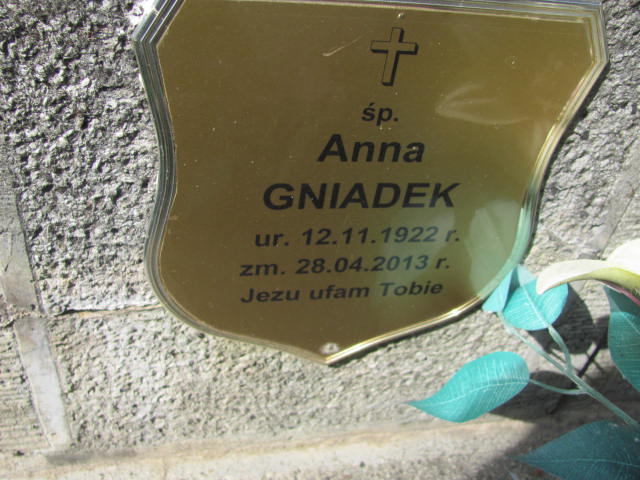 Anna Gniadek 1922 Tarnów - Grobonet - Wyszukiwarka osób pochowanych