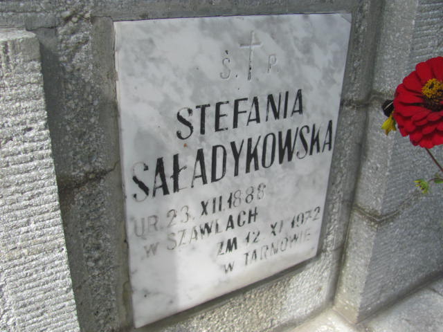 Stefania Saładykowska 1888 Tarnów - Grobonet - Wyszukiwarka osób pochowanych