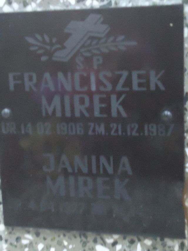 Franciszek Mirek 1906 Tarnów - Grobonet - Wyszukiwarka osób pochowanych