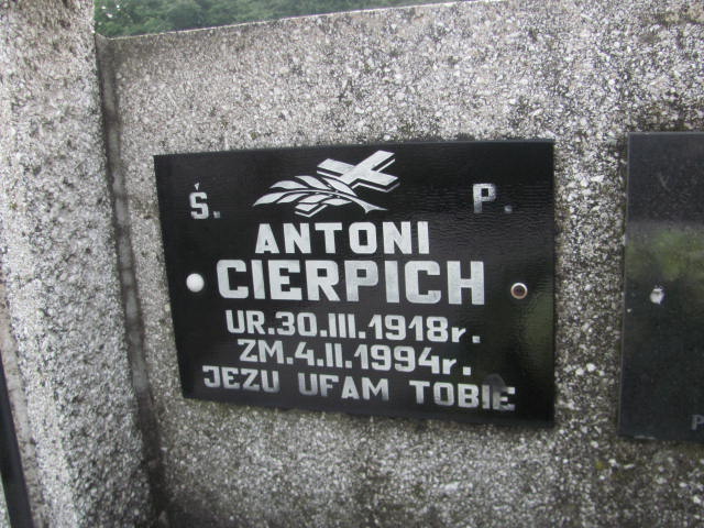 Antoni Cierpich 1918 Tarnów - Grobonet - Wyszukiwarka osób pochowanych