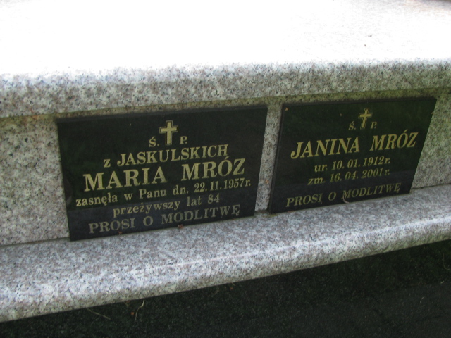 Janina Mróz 1912 Tarnów - Grobonet - Wyszukiwarka osób pochowanych