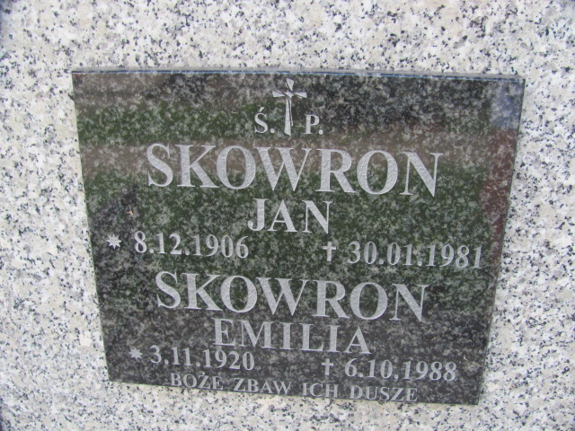 Emilia Skowron 1920 Tarnów - Grobonet - Wyszukiwarka osób pochowanych