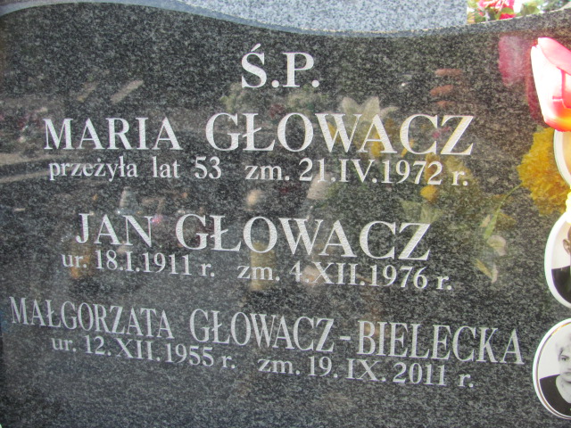 Małgorzata Głowacz Bielecka  1955 Tarnów - Grobonet - Wyszukiwarka osób pochowanych